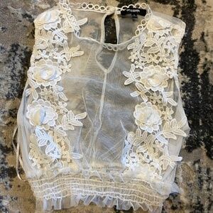 White Lace Crop Top